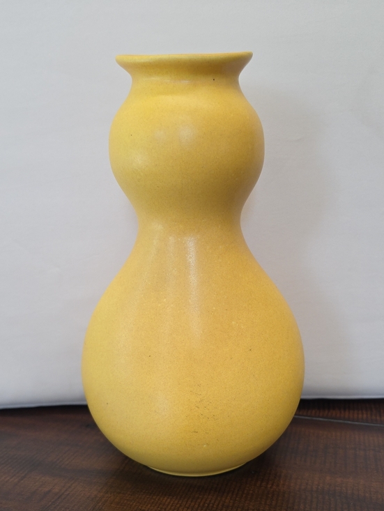 Other - Vintage mustard yellow matte speckled ceramic vase, mid-century modern style